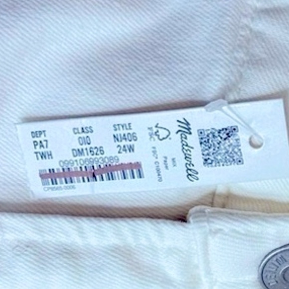 NWT Madewell The Perfect Vintage Wide-Leg Crop Jean Perfect White Size 24W - Picture 15 of 15